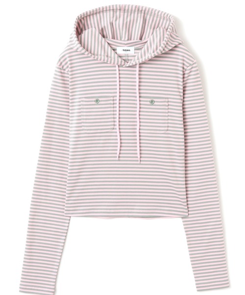 atmos pink（アトモスピンク）の「atmos pink Border Hoodie / アトモス ピンク ボーダー フーディ（Tシャツ/カットソー・レディース・ホワイト/ピンク・FREE）」の2枚目の写真