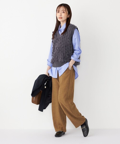 SHIPS Colors(シップス カラーズ)の「SHIPS Colors:〈手洗い可能〉フリンジ ベスト(ベスト・レディース・ネイビー/ダークグレー/ナチュラル・ONE SIZE)」の8枚目の写真