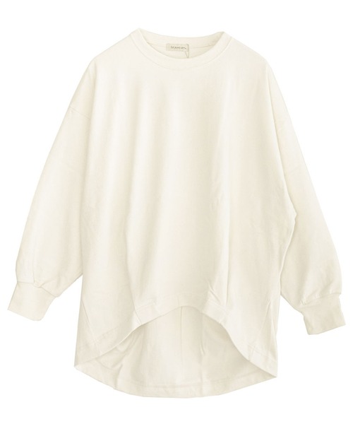 SOLAMONAT(ソラモナ)の「ペンネ天竺背中タックプルオーバー(Tシャツ/カットソー・レディース・ヘザーチャコール/杢グレー/ホワイト系その他/サンドグレー/ホワイト/ブラック/ブラウン・FREE)」の2枚目の写真