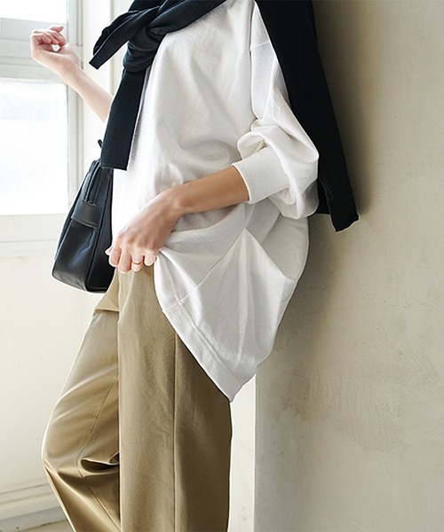 SOLAMONAT(ソラモナ)の「ペンネ天竺背中タックプルオーバー(Tシャツ/カットソー・レディース・ヘザーチャコール/杢グレー/ホワイト系その他/サンドグレー/ホワイト/ブラック/ブラウン・FREE)」の11枚目の写真