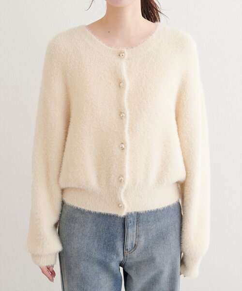 natural couture(ナチュラルクチュール)の「フェザーヤーンニットカーディガン(カーディガン/ボレロ・レディース・ブラウン/ピンク/オフホワイト・FREE)」の11枚目の写真