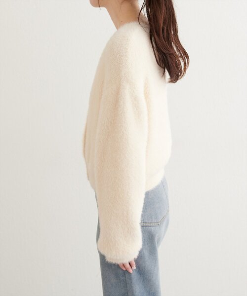 natural couture(ナチュラルクチュール)の「フェザーヤーンニットカーディガン(カーディガン/ボレロ・レディース・ブラウン/ピンク/オフホワイト・FREE)」の12枚目の写真