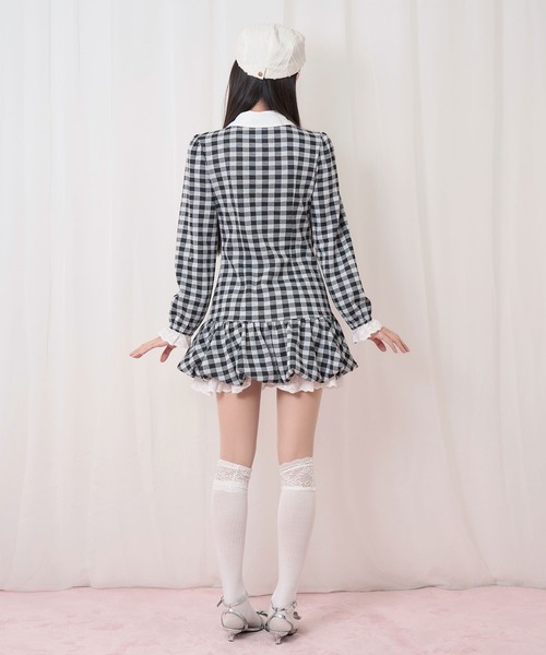Honey Cinnamon（ハニーシナモン）の「バルーンカットワンピース（ワンピース・レディース・チェック/グレー・FREE）」の6枚目の写真