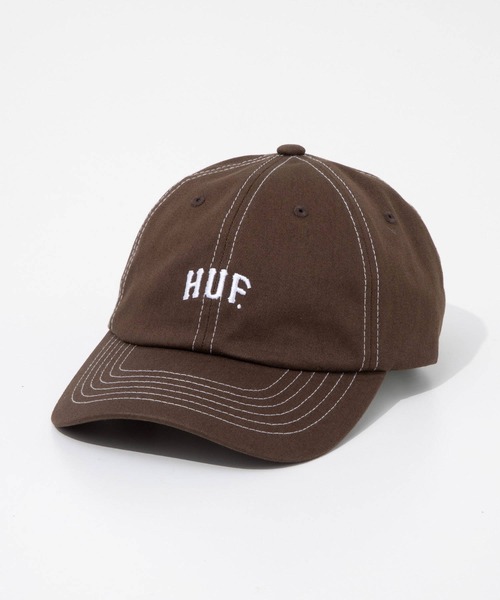 HUF(ハフ)の「HUF ARCH LOGO 6 PANEL CV HAT ハフ アーチ ロゴ キャップ(キャップ・メンズ・ブラウン系1/ブラック・FREE)」の2枚目の写真
