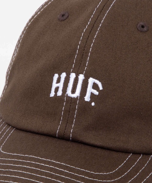 HUF(ハフ)の「HUF ARCH LOGO 6 PANEL CV HAT ハフ アーチ ロゴ キャップ(キャップ・メンズ・ブラウン系1/ブラック・FREE)」の9枚目の写真