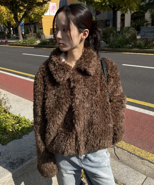 セール】カラー付きふわふわベーシックジャケット（その他アウター