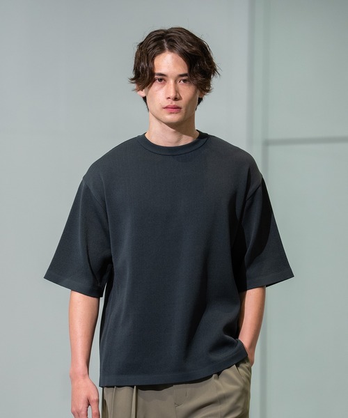 CITY TOKYO（シティトウキョウ）の「【CITY TOKYO/シティートーキョー】Joint knit リラックスTee（ニット/セーター・メンズ・ミント/ネイビー/グレー系その他/オフホワイト・1/2）」の3枚目の写真