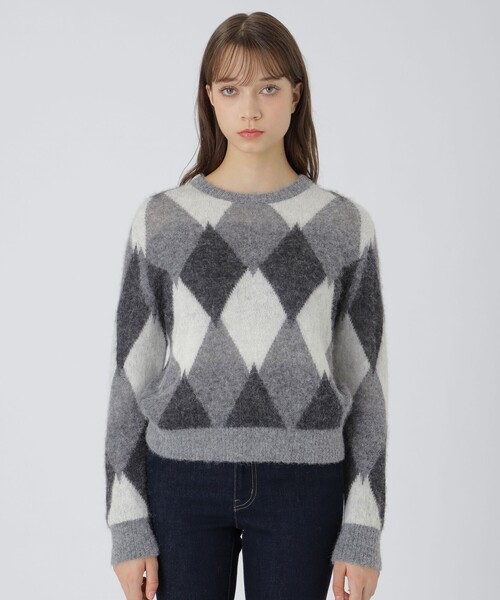 セール】ヘアリーアーガイルニット（ニット/セーター）｜BLUE LABEL