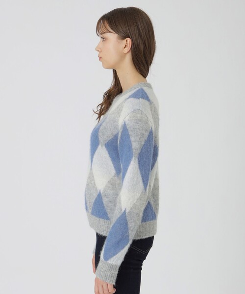 セール】ヘアリーアーガイルニット（ニット/セーター）｜BLUE LABEL