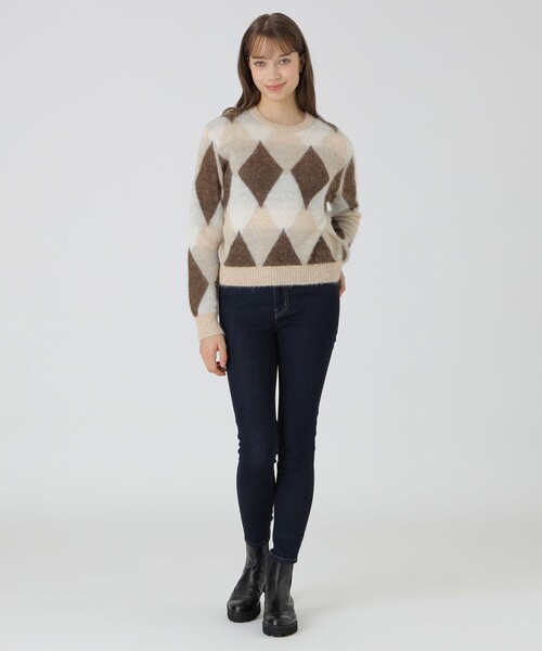 セール】ヘアリーアーガイルニット（ニット/セーター）｜BLUE LABEL