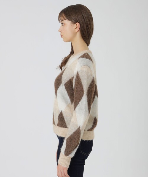 BLUE LABEL CRESTBRIDGE(ブルーレーベルクレストブリッジ)の「ヘアリーアーガイルニット(ニット/セーター・レディース・ベージュ/ブルー系その他2/グレー系その他・38)」の13枚目の写真