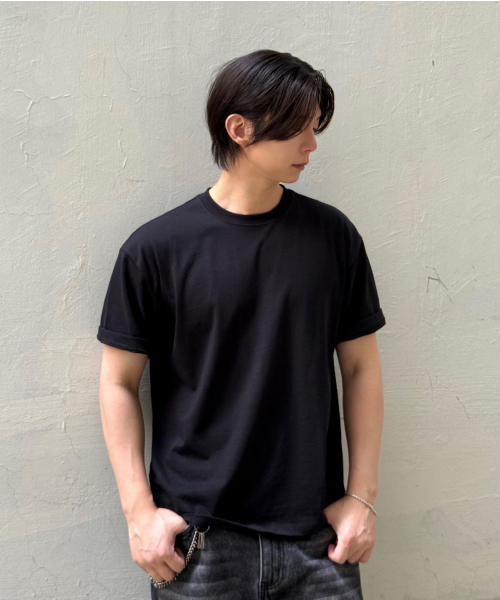 TOFFEE（トフィー）の「ベーシックハーフクロップTシャツ（ブラック）（Tシャツ/カットソー・メンズ・その他・SMALL/MEDIUM/LARGE/X-LARGE）」の7枚目の写真