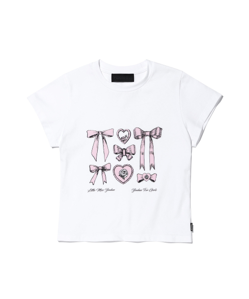 YOUHEE(ユヒ)の「RIBBON GRAPHIC CROP T-SHIRTS WHITE(Tシャツ/カットソー・レディース・その他・FREE)」の11枚目の写真