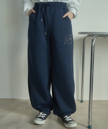 Birthday room（バースデイルーム）の「ラインストーンバレルレッグスウェットパンツ/rhinestone barrel leg sweatpants（スウェットパンツ）」