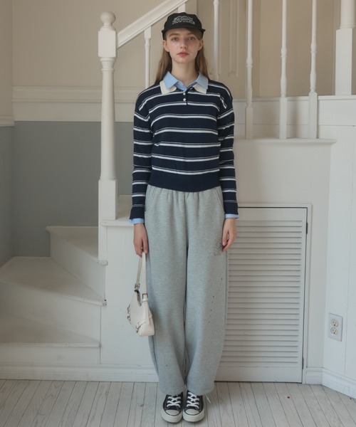 Birthday room（バースデイルーム）の「ラインストーンバレルレッグスウェットパンツ/rhinestone barrel leg sweatpants（スウェットパンツ・レディース・グレー/ネイビー・FREE）」の9枚目の写真