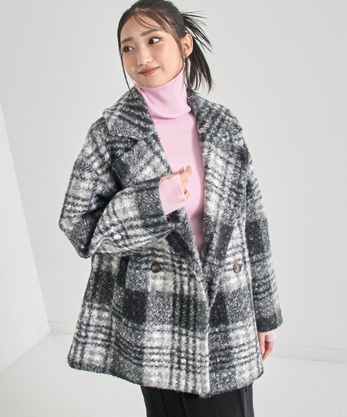 ANAP（アナップ）の「先染めチェック柄オーバーサイズボアジャケット（その他アウター・レディース・ブラック・F）」の3枚目の写真