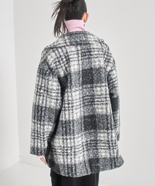 ANAP（アナップ）の「先染めチェック柄オーバーサイズボアジャケット（その他アウター・レディース・ブラック・F）」の5枚目の写真