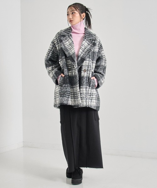 ANAP（アナップ）の「先染めチェック柄オーバーサイズボアジャケット（その他アウター・レディース・ブラック・F）」の9枚目の写真