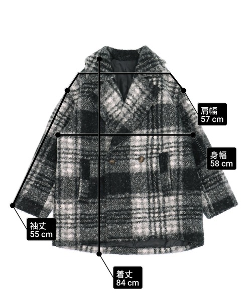 ANAP（アナップ）の「先染めチェック柄オーバーサイズボアジャケット（その他アウター・レディース・ブラック・F）」の8枚目の写真