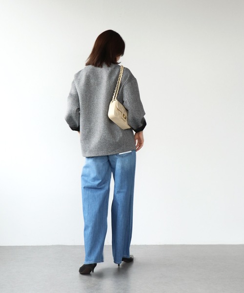 Jines（ジネス）の「ツィードボンディングノーカラージャケット（ノーカラージャケット・レディース・ブラック/ベージュ・38）」の4枚目の写真