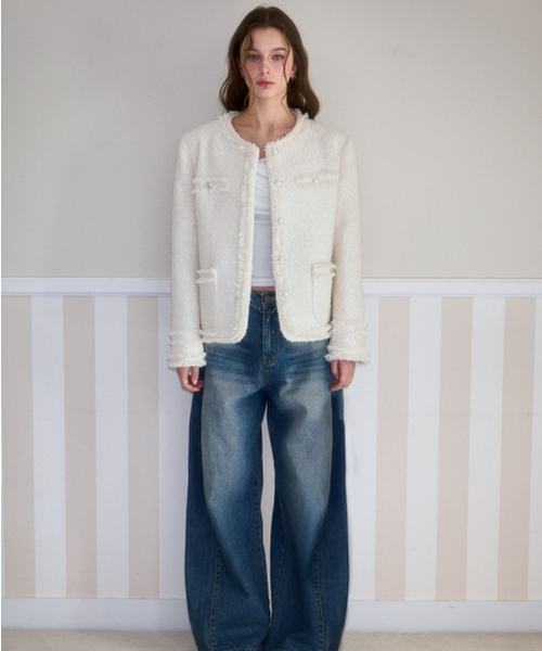 ROSEFRANTZ（ロゼフランツ）の「Glory Wool Tweed Jacket [Ivory]（テーラードジャケット・レディース・アイボリー・FREE）」の2枚目の写真