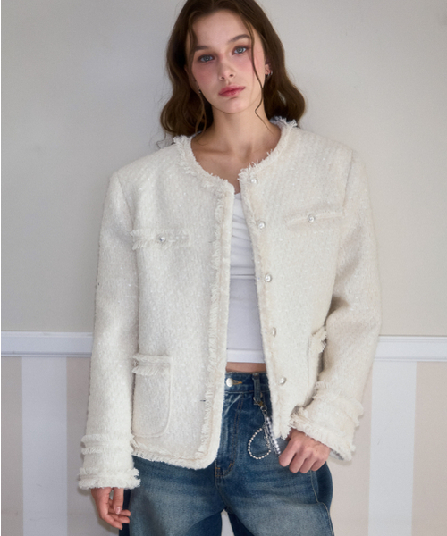 ROSEFRANTZ（ロゼフランツ）の「Glory Wool Tweed Jacket [Ivory]（テーラードジャケット・レディース・アイボリー・FREE）」の5枚目の写真