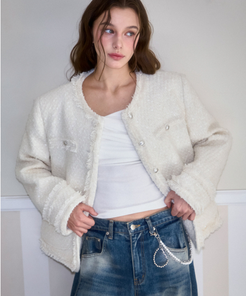 ROSEFRANTZ（ロゼフランツ）の「Glory Wool Tweed Jacket [Ivory]（テーラードジャケット・レディース・アイボリー・FREE）」の7枚目の写真