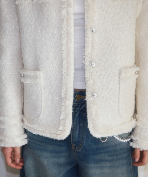 ROSEFRANTZ（ロゼフランツ）の「Glory Wool Tweed Jacket [Ivory]（テーラードジャケット・レディース・アイボリー・FREE）」の16枚目の写真