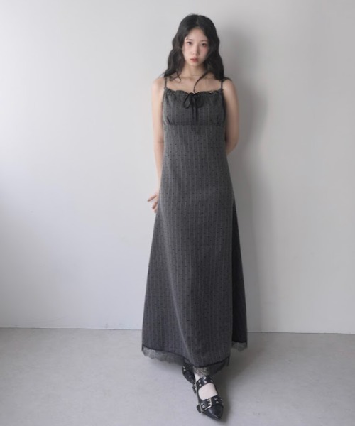 ドットレースドッキングキャミワンピース（ワンピース）｜mellowneon