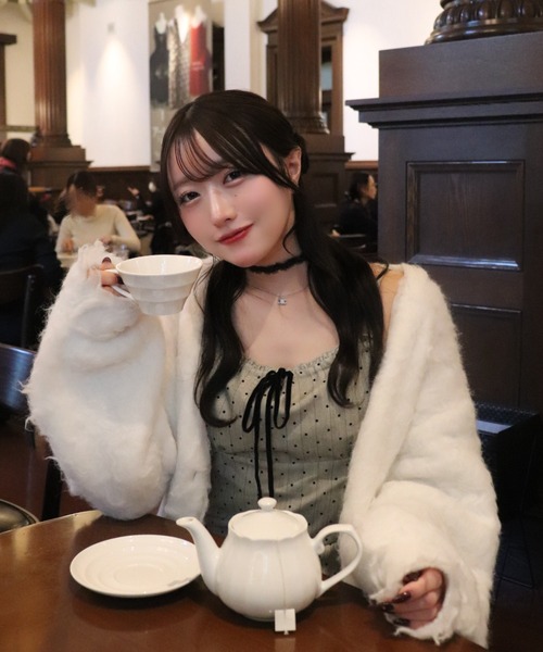 mellowneon(メロウネオン)の「ドットレースドッキングキャミワンピース(ワンピース・レディース・グレー/チャコールグレー・SMALL/MEDIUM)」の16枚目の写真