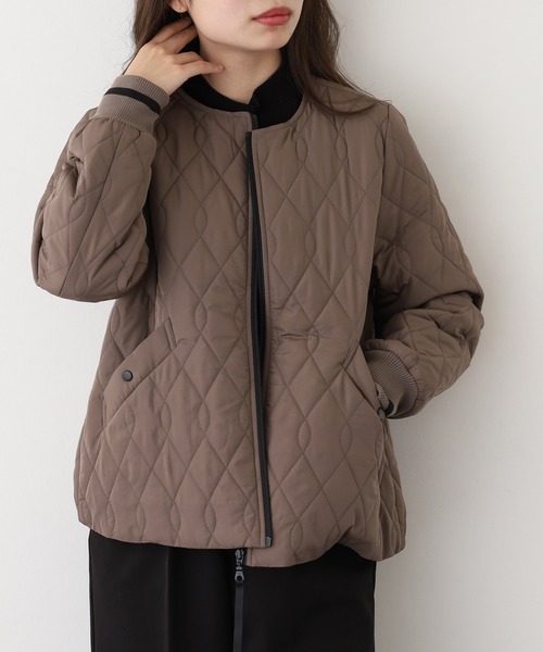 EGLANTINE(エグランティーヌ)の「EGLANTINE ノーカラー中綿ジャケット(ダウンジャケット/コート・レディース・ブラック/コーラル/ブラウン/サックスブルー/アイボリー・38)」の8枚目の写真