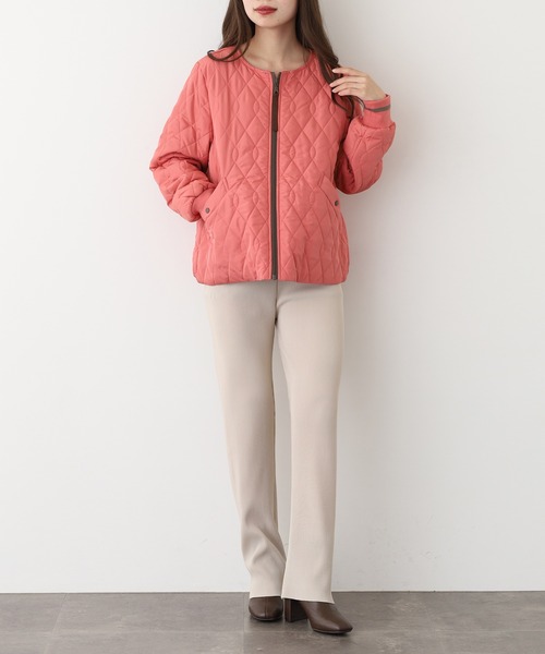 EGLANTINE(エグランティーヌ)の「EGLANTINE ノーカラー中綿ジャケット(ダウンジャケット/コート・レディース・ブラック/コーラル/ブラウン/サックスブルー/アイボリー・38)」の19枚目の写真