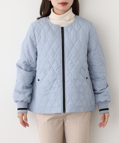 EGLANTINE(エグランティーヌ)の「EGLANTINE ノーカラー中綿ジャケット(ダウンジャケット/コート・レディース・ブラック/コーラル/ブラウン/サックスブルー/アイボリー・38)」の20枚目の写真