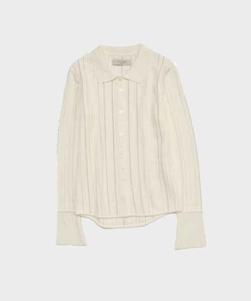 CITY TOKYO(シティトウキョウ)の「Polo Knit Cardigan/ポロニットカーディガン/カットソー(ニット/セーター・レディース・チャコールグレー/ブラック/ホワイト/ピンク・FREE)」の2枚目の写真
