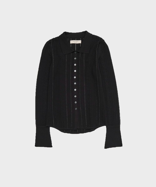 CITY TOKYO(シティトウキョウ)の「Polo Knit Cardigan/ポロニットカーディガン/カットソー(ニット/セーター・レディース・チャコールグレー/ブラック/ホワイト/ピンク・FREE)」の3枚目の写真