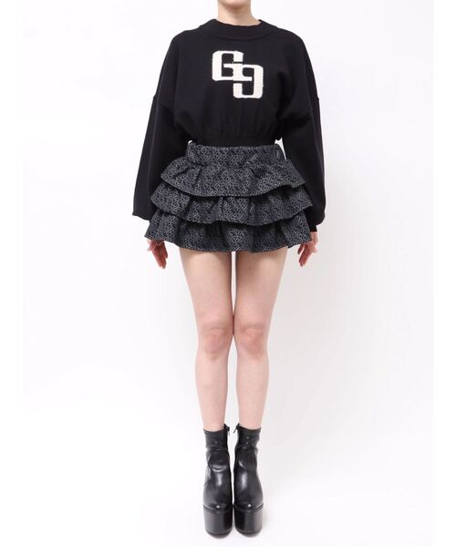 GYDA（ジェイダ）の「GG chain glitter print tieredスカートライク