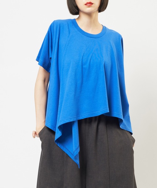 gomme(ゴム)の「スクエアヘムT(Tシャツ/カットソー・レディース・ホワイト/ブルー/チャコールグレー/ブラック・MEDIUM)」の4枚目の写真