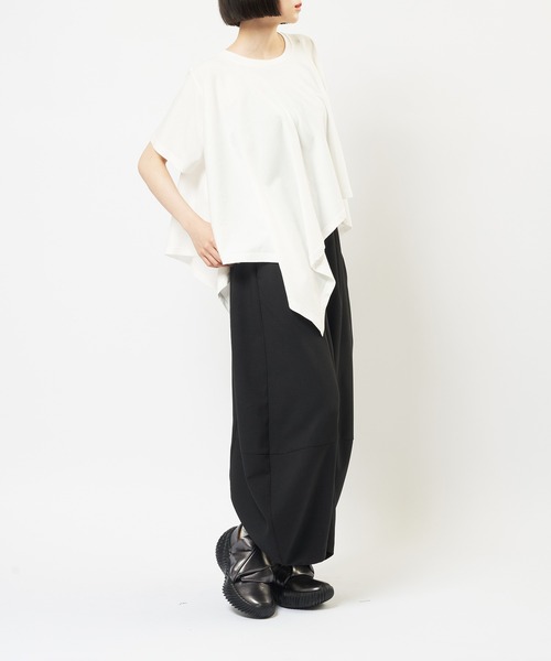 gomme(ゴム)の「スクエアヘムT(Tシャツ/カットソー・レディース・ホワイト/ブルー/チャコールグレー/ブラック・MEDIUM)」の18枚目の写真