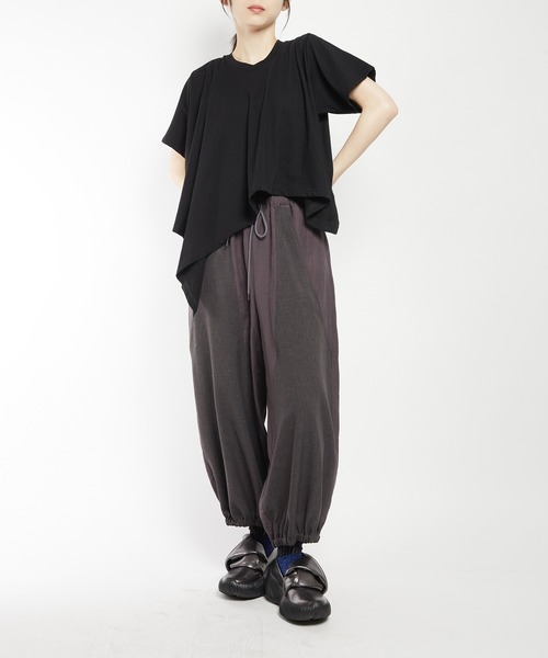 gomme(ゴム)の「スクエアヘムT(Tシャツ/カットソー・レディース・ホワイト/ブルー/チャコールグレー/ブラック・MEDIUM)」の5枚目の写真