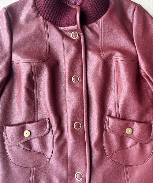 SHAGGIE（シャギー）の「リブスタンドレザーショートジャケット（その他アウター・レディース・ボルドー/ブラック・FREE）」の7枚目の写真