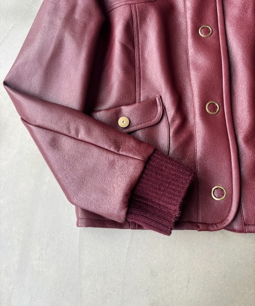 SHAGGIE（シャギー）の「リブスタンドレザーショートジャケット（その他アウター・レディース・ボルドー/ブラック・FREE）」の6枚目の写真