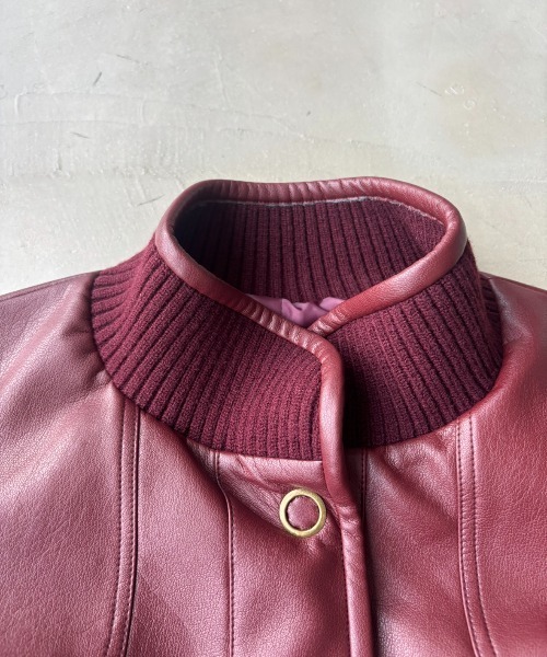 SHAGGIE（シャギー）の「リブスタンドレザーショートジャケット（その他アウター・レディース・ボルドー/ブラック・FREE）」の5枚目の写真