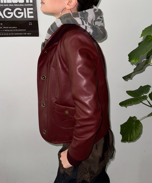 SHAGGIE（シャギー）の「リブスタンドレザーショートジャケット（その他アウター・レディース・ボルドー/ブラック・FREE）」の22枚目の写真