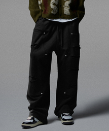 NOT4NERD(�m�b�g�t�H�[�i�[�h)��Destoryed Double Knee Carpenter Sweat Pants - Black(�X�E�F�b�g�p���c)