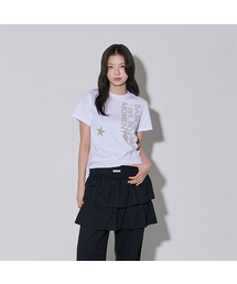 スターレオパードレタリング半袖Tシャツホワイト