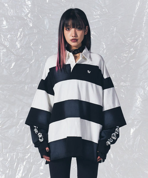 SCHISM INDUCING(スキズムインデューシング)の「FR RUGBY LONG SLEEVES BLACK(ポロシャツ・レディース・その他・MEDIUM/LARGE)」の2枚目の写真