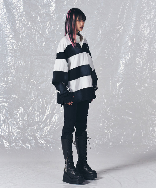 SCHISM INDUCING(スキズムインデューシング)の「FR RUGBY LONG SLEEVES BLACK(ポロシャツ・レディース・その他・MEDIUM/LARGE)」の3枚目の写真