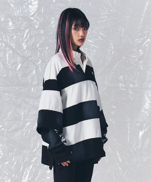 SCHISM INDUCING(スキズムインデューシング)の「FR RUGBY LONG SLEEVES BLACK(ポロシャツ・レディース・その他・MEDIUM/LARGE)」の4枚目の写真