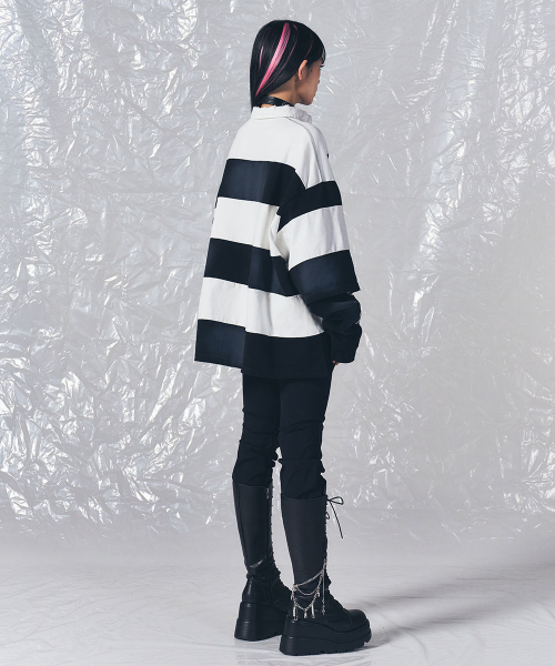 SCHISM INDUCING(スキズムインデューシング)の「FR RUGBY LONG SLEEVES BLACK(ポロシャツ・レディース・その他・MEDIUM/LARGE)」の5枚目の写真