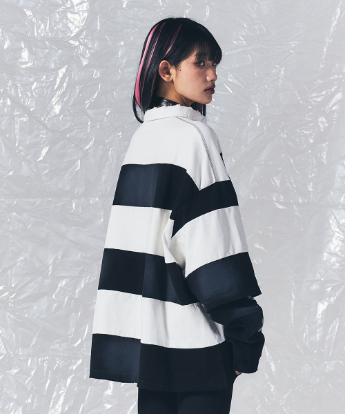 SCHISM INDUCING(スキズムインデューシング)の「FR RUGBY LONG SLEEVES BLACK(ポロシャツ・レディース・その他・MEDIUM/LARGE)」の6枚目の写真